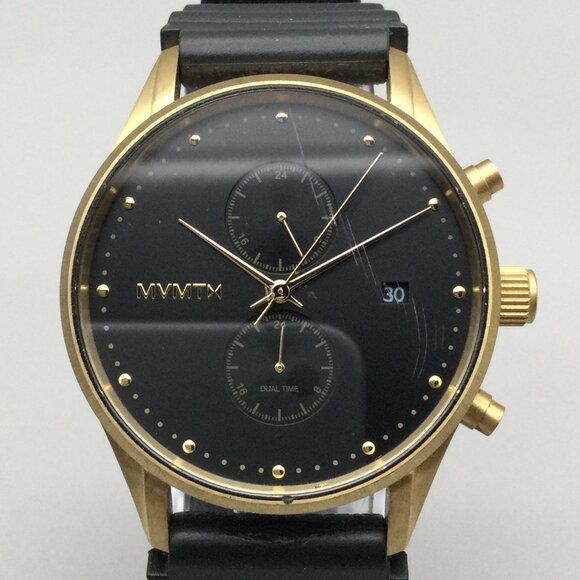 MVMT Voyager Chronograph Watch Men 42mm Gold Tone Date100M New Battery - Picture 1 of 15